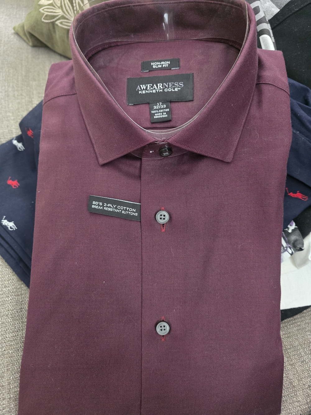 Kenneth Cole Maroon Slim Fit Dress Shirt